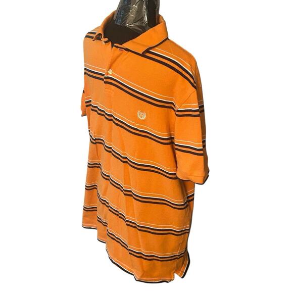 Chaps 78 Golf Mens XL Orange/Navy Blue/White Striped Short Sleeve Polo Shirt - Picture 3 of 5